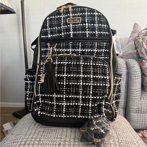 Itzy Ritzy Black and White Tweed Kelly Boss Plus Backpack